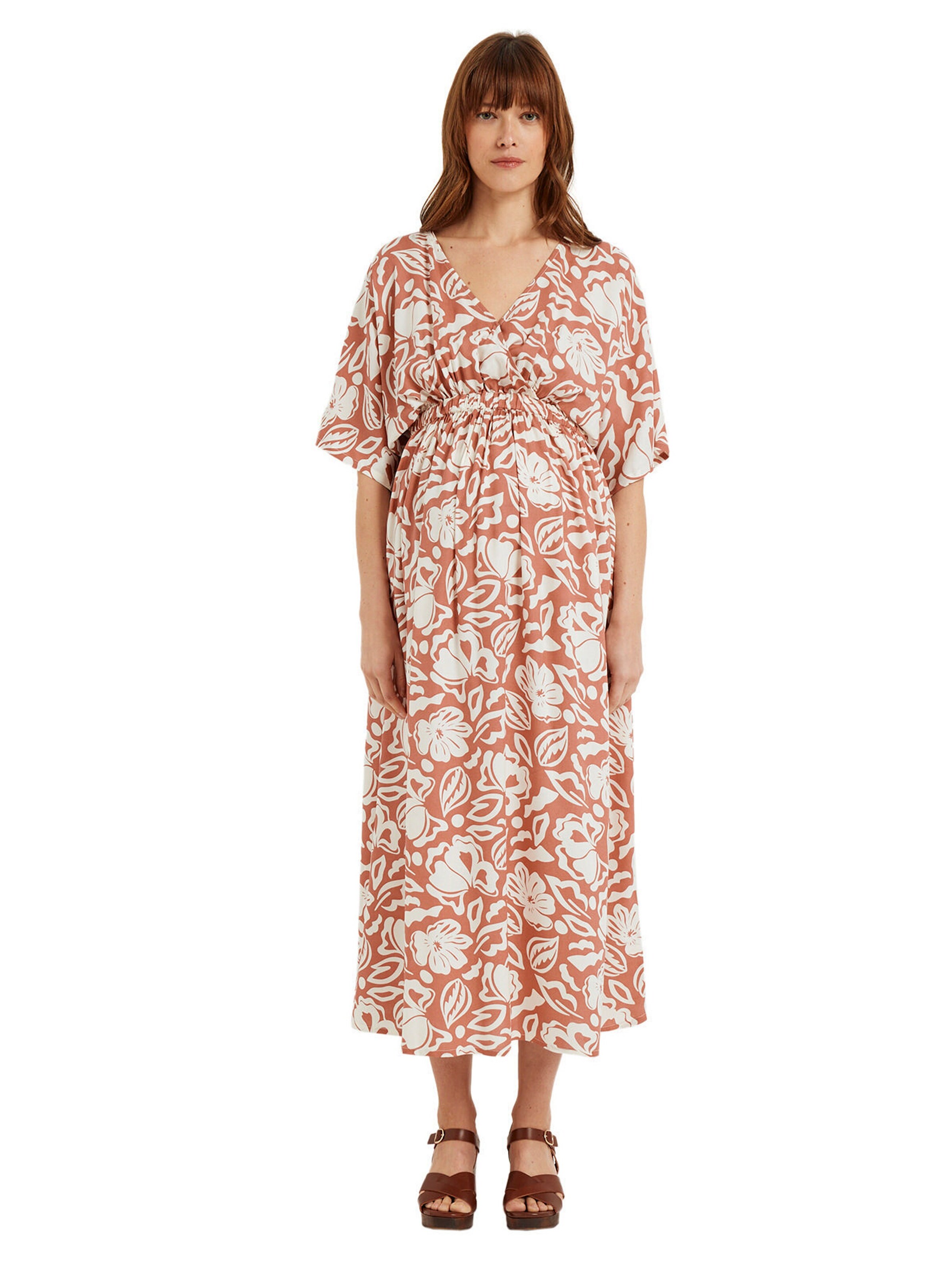 Vertbaudet Langes Wickelkleid für Schwangerschaft und Stillzeit terrakotta farbe