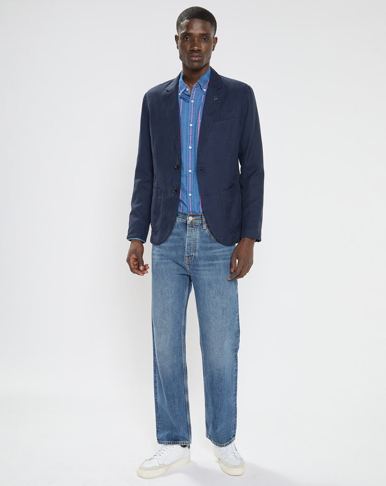 Scotch & Soda Blazer en Lin mélangé Slim Fit bleu marine
