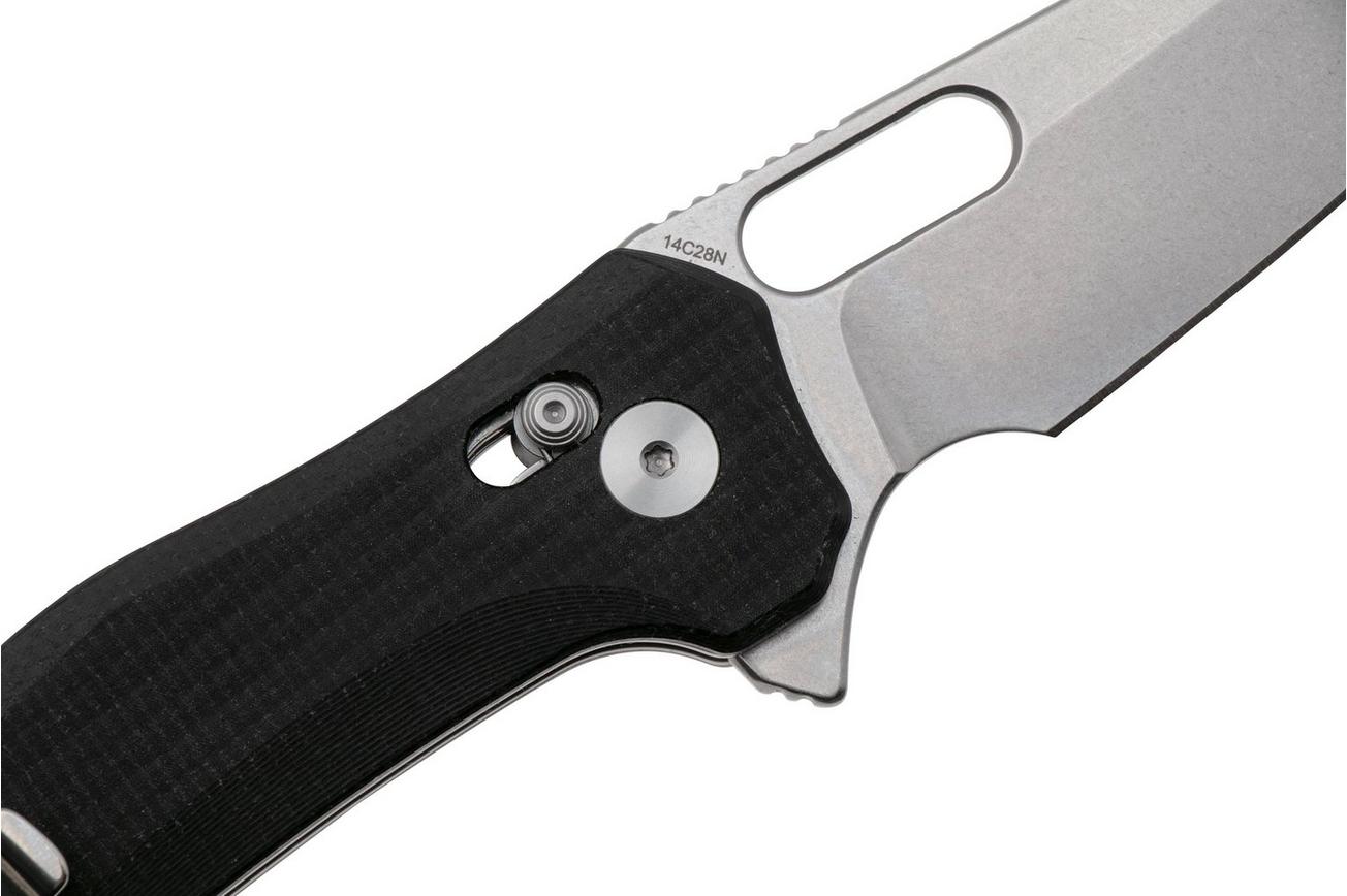 QSP Knife Emu 164-A1, Stonewashed 14C28N, Black Micarta, zakmes