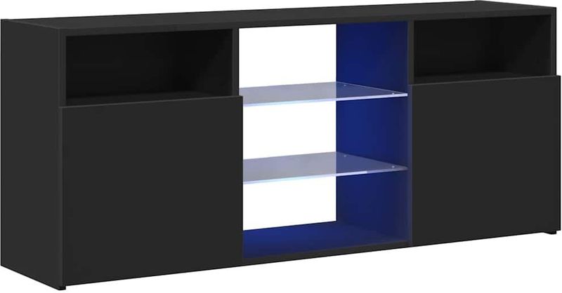 vidaXL Tv-meubel - Zwart - MDF - Met LED-verlichting
