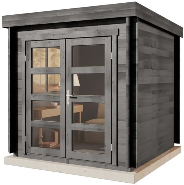 Gartenhaus Paloma Petit aus Holz 230x230cm in Anthrazitgrau mit 28 mm Wandstärke inkl. Fußboden
