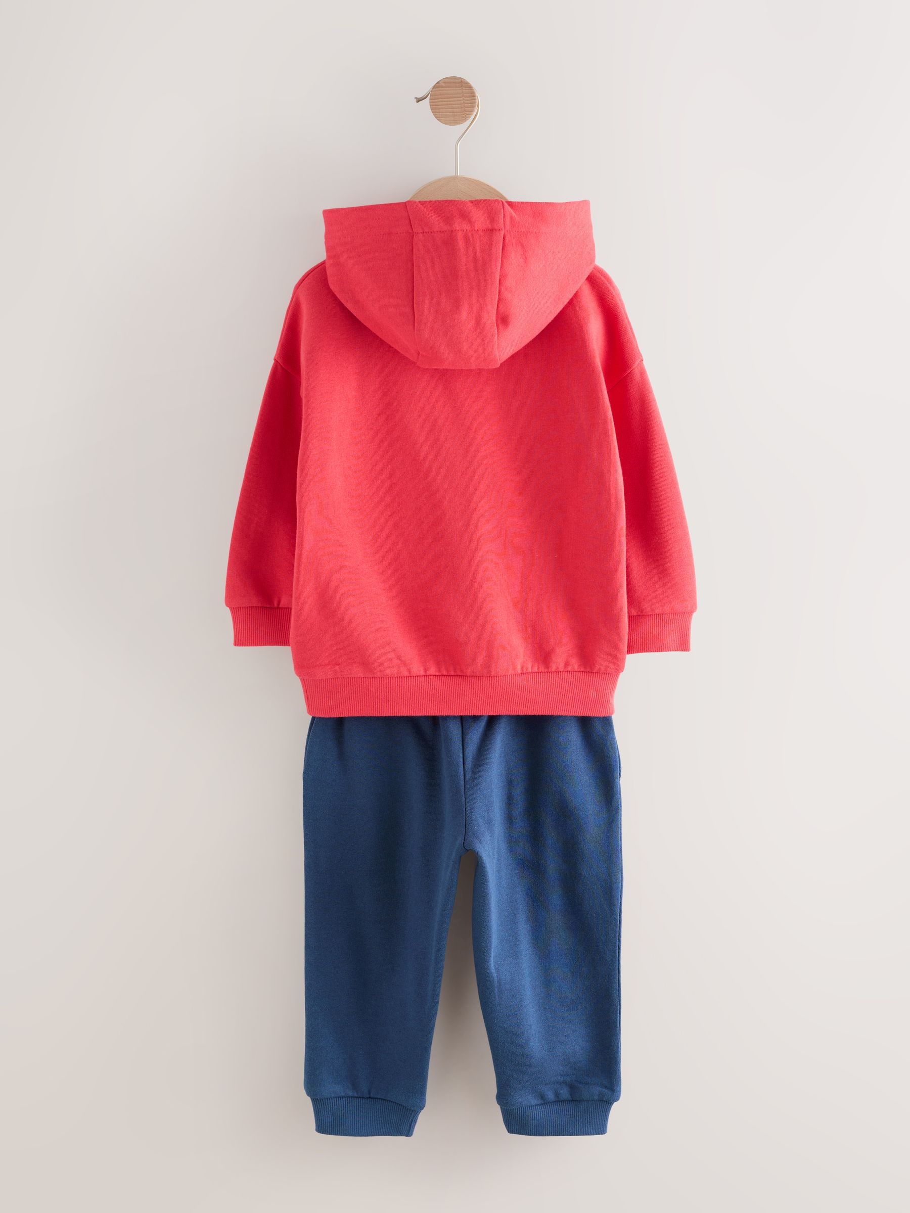 Rood/Blauw appliqué transport - Set met hoodie en joggingbroek (3 mnd - 7 jr)