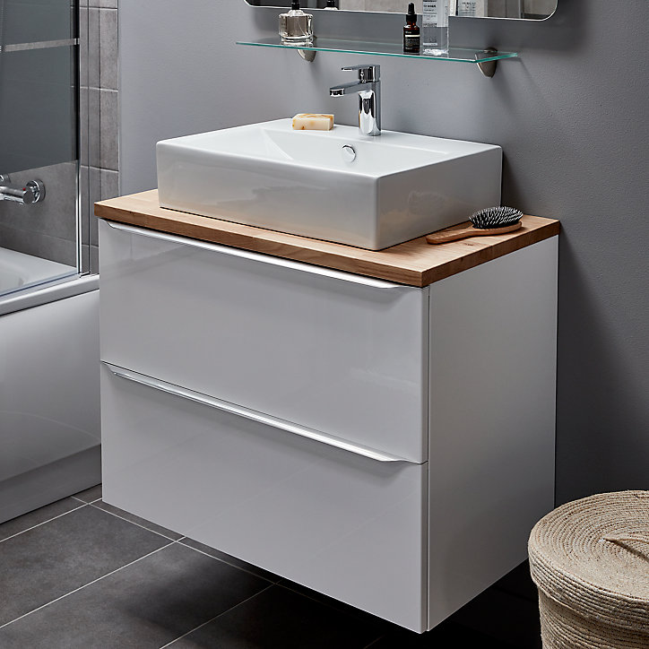 Meuble sous vasque à suspendre GoodHome Imandra blanc 80 cm