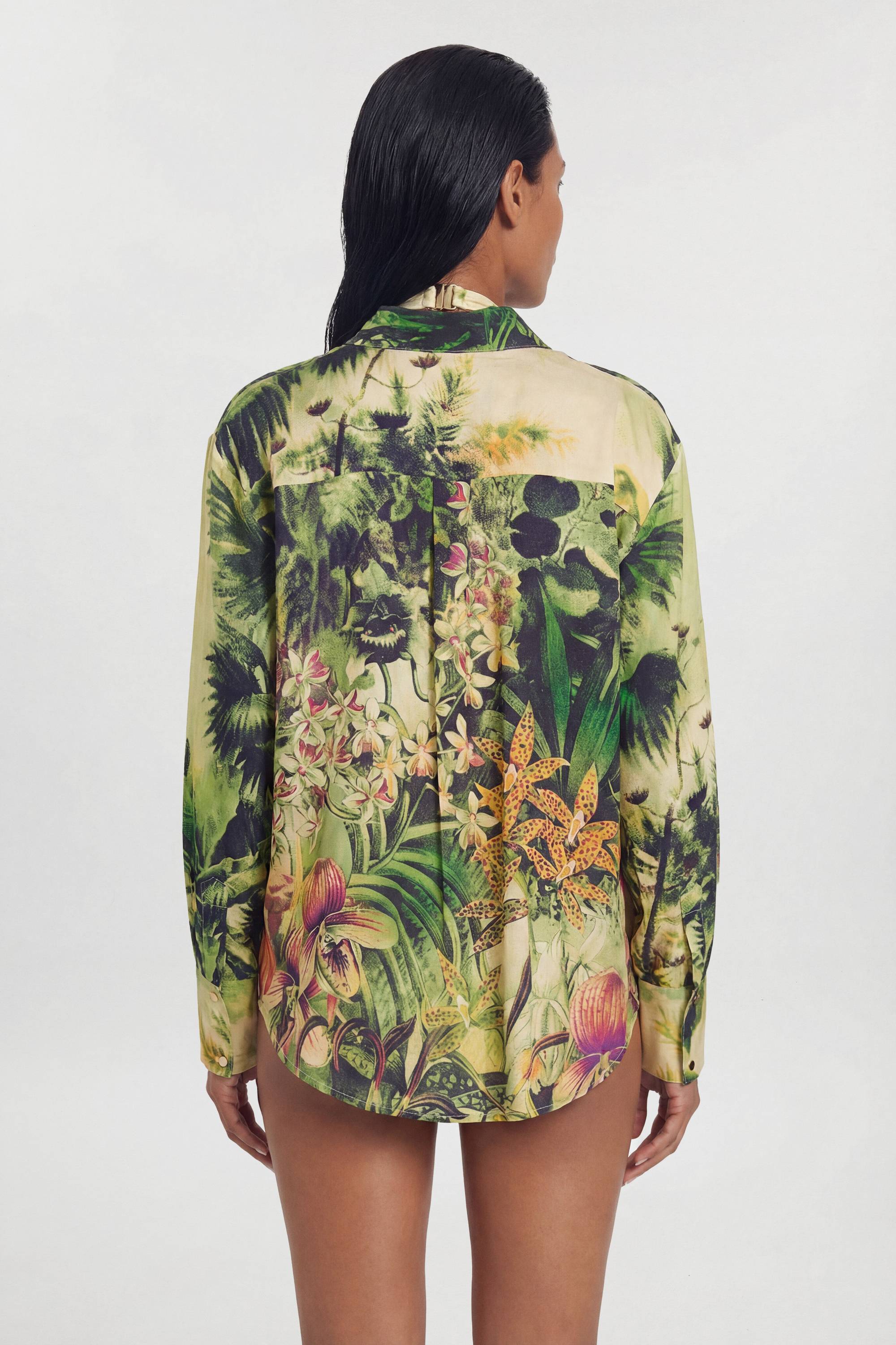 KarenMillen Chemise De Plage En Viscose Filée À Motif Tropical