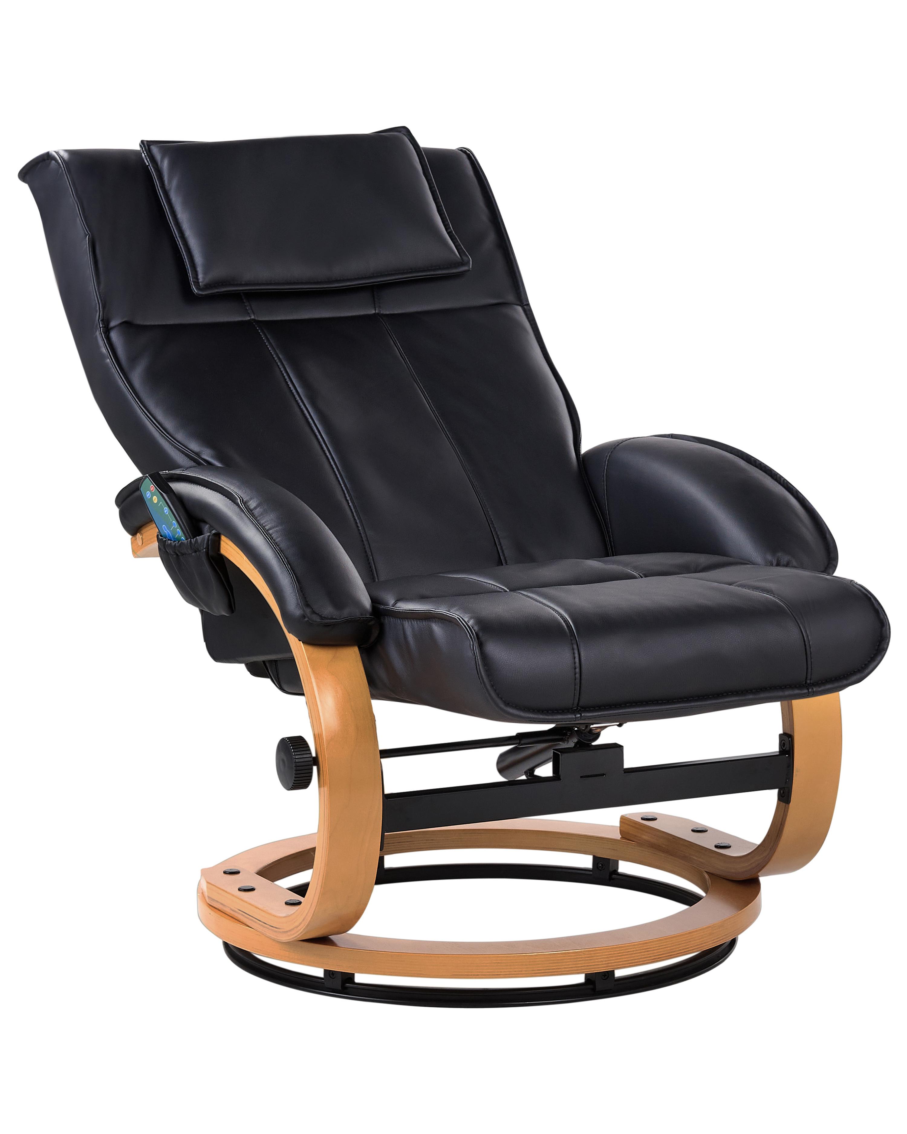 Massagestoel MAJESTIC met voetenbank Kunstleer Zwart