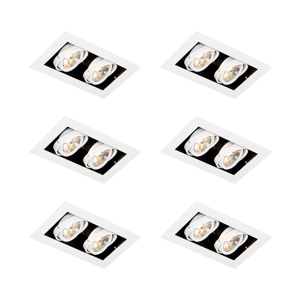 Set van 6 Moderne inbouwspot wit 2-lichts verstelbaar - Oneon 70