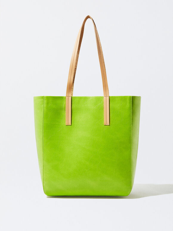 Sacola de compras personalizável em couro envernizado - Verde