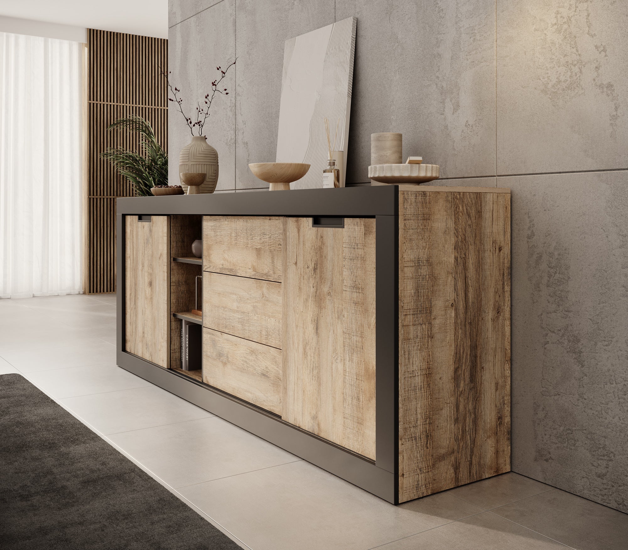 Meubella - Dressoir Trinidad - Eiken - 220 cm