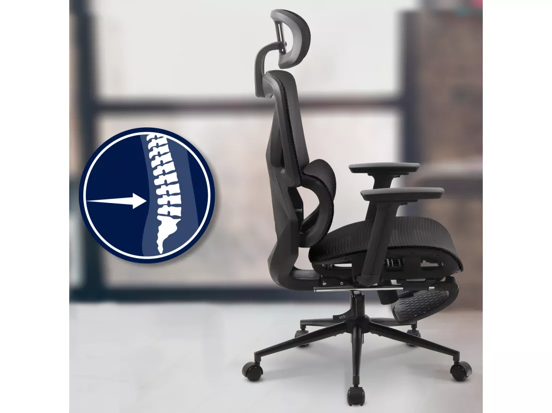 Chaise de bureau - Tissu en maille - Noir / Noir - Reston