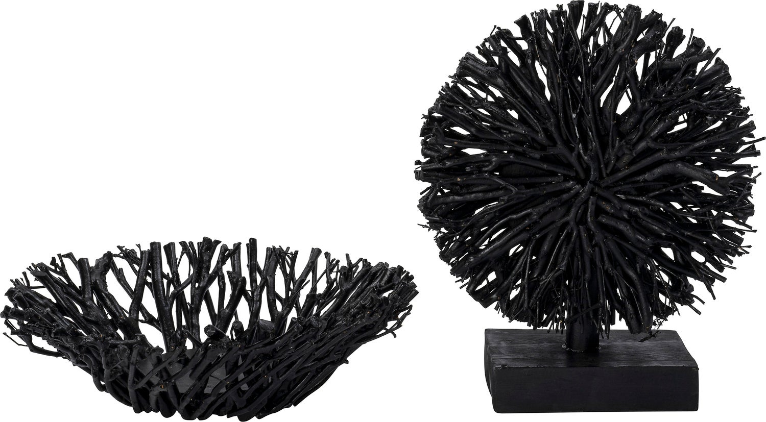 Intratuin decoratieschaal Dyanne druivenhout zwart 36 x 33 x 11 cm