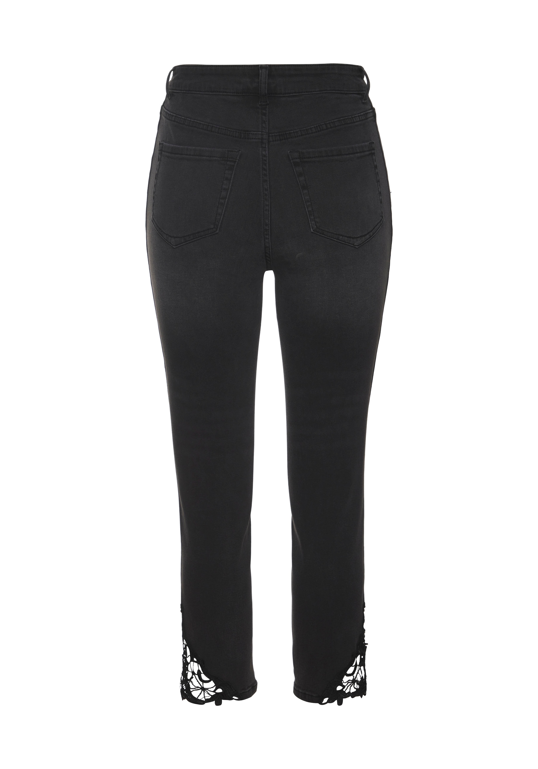 Vivance 7/8-Caprijeans  mit Spitzendetail am Saum, Skinny Jeans, modisch