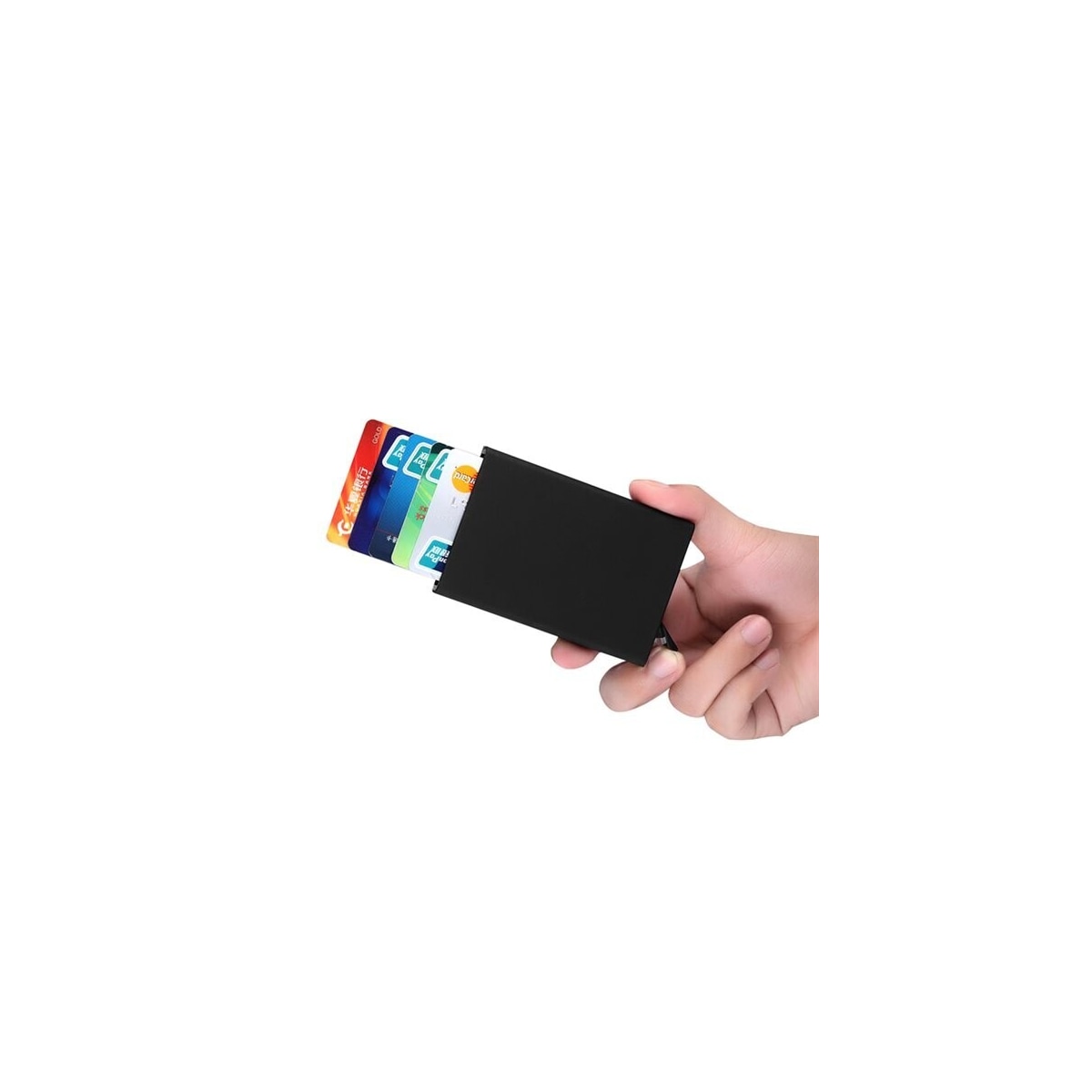 Kortholder kredittkortdeksel RFID-beskttet Aluminium Popup - Svart
