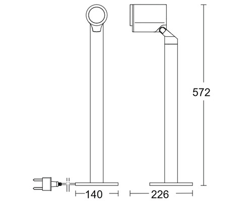Steinel LED-padverlichting 7,86W 512 lm 3000K warm wit H 572 mm 2,5 m netsnoer schemersensor Spot Way N antraciet