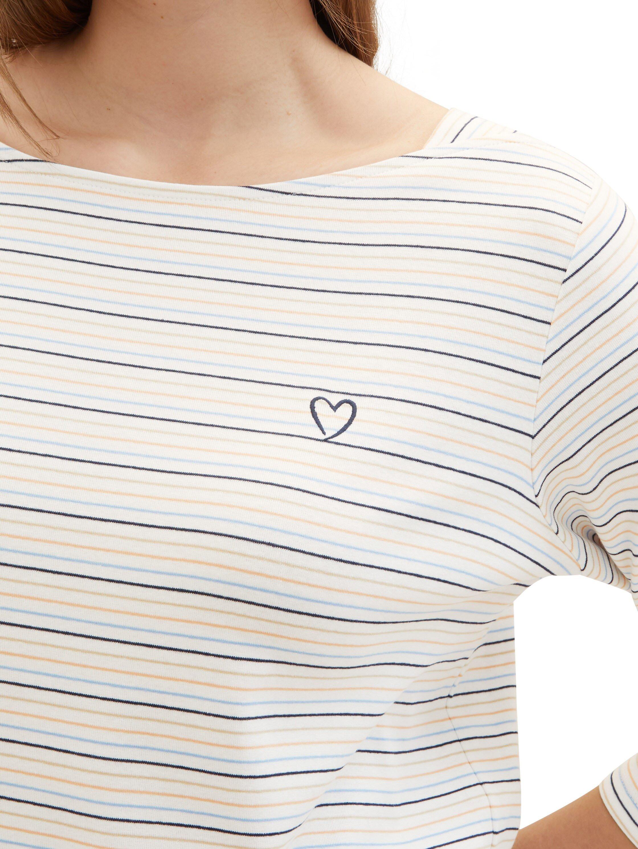 Ringelshirt mit U-Boot-Ausschnitt und 3/4-Arm