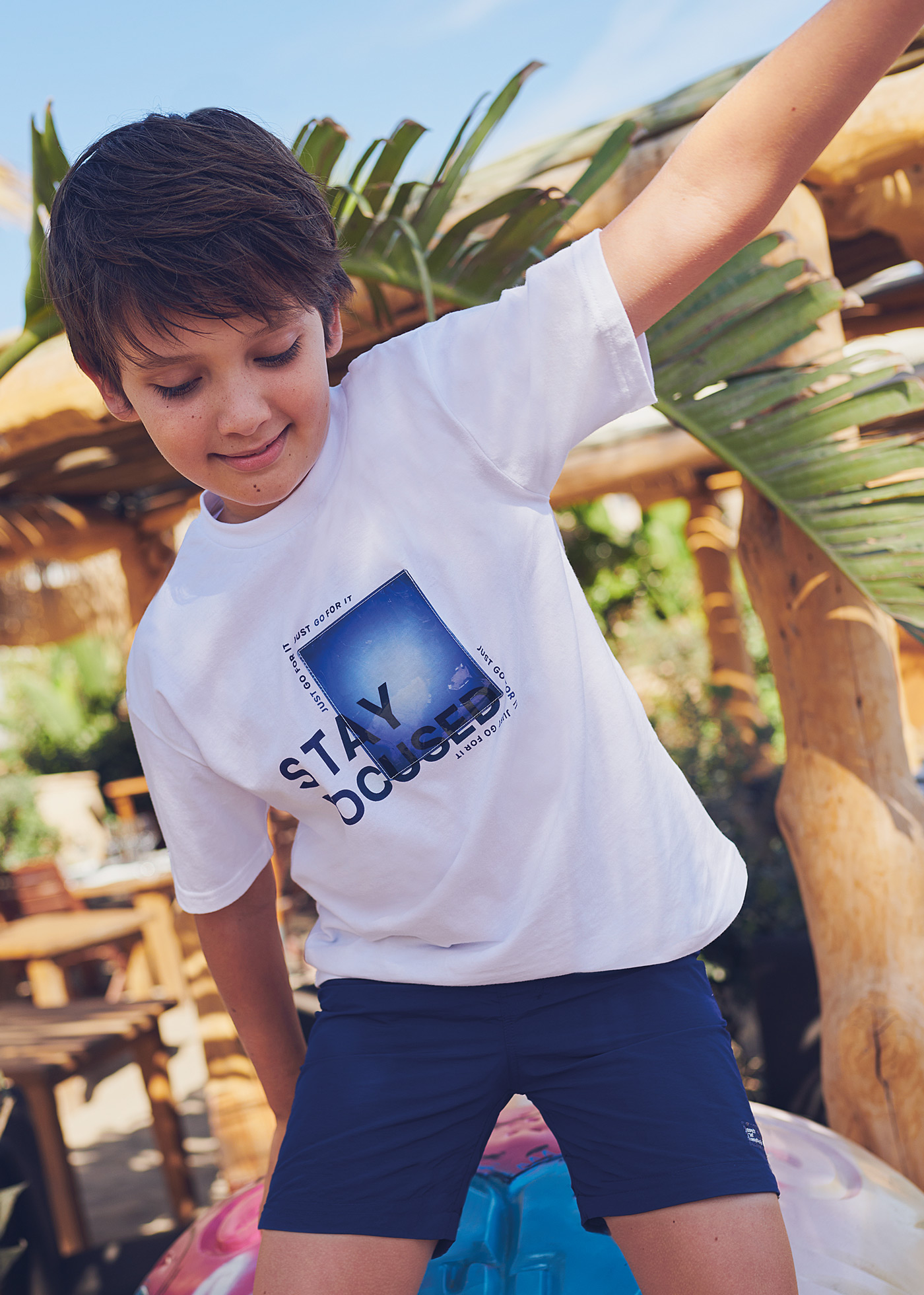 Camiseta infantil de algodão estampada