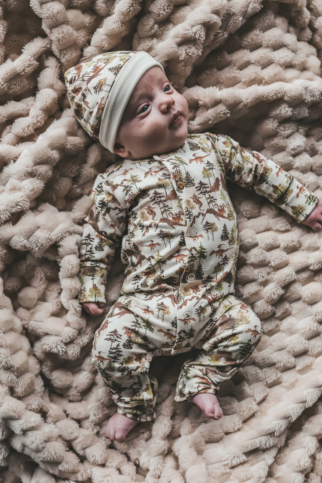 Your Wishes reversible baby muts wit/bruin/groen