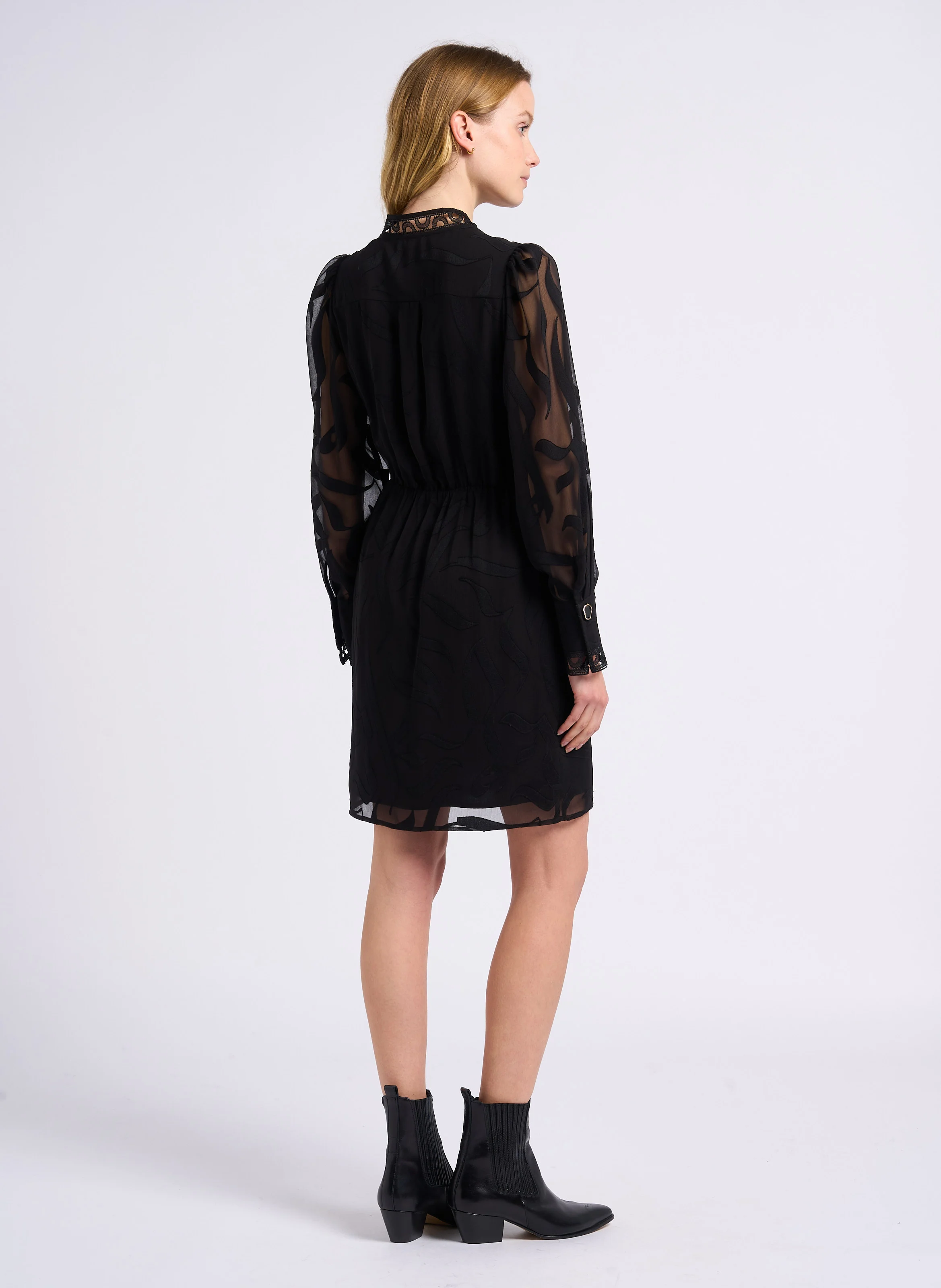 CHARLY - Robe courte col V| Noir