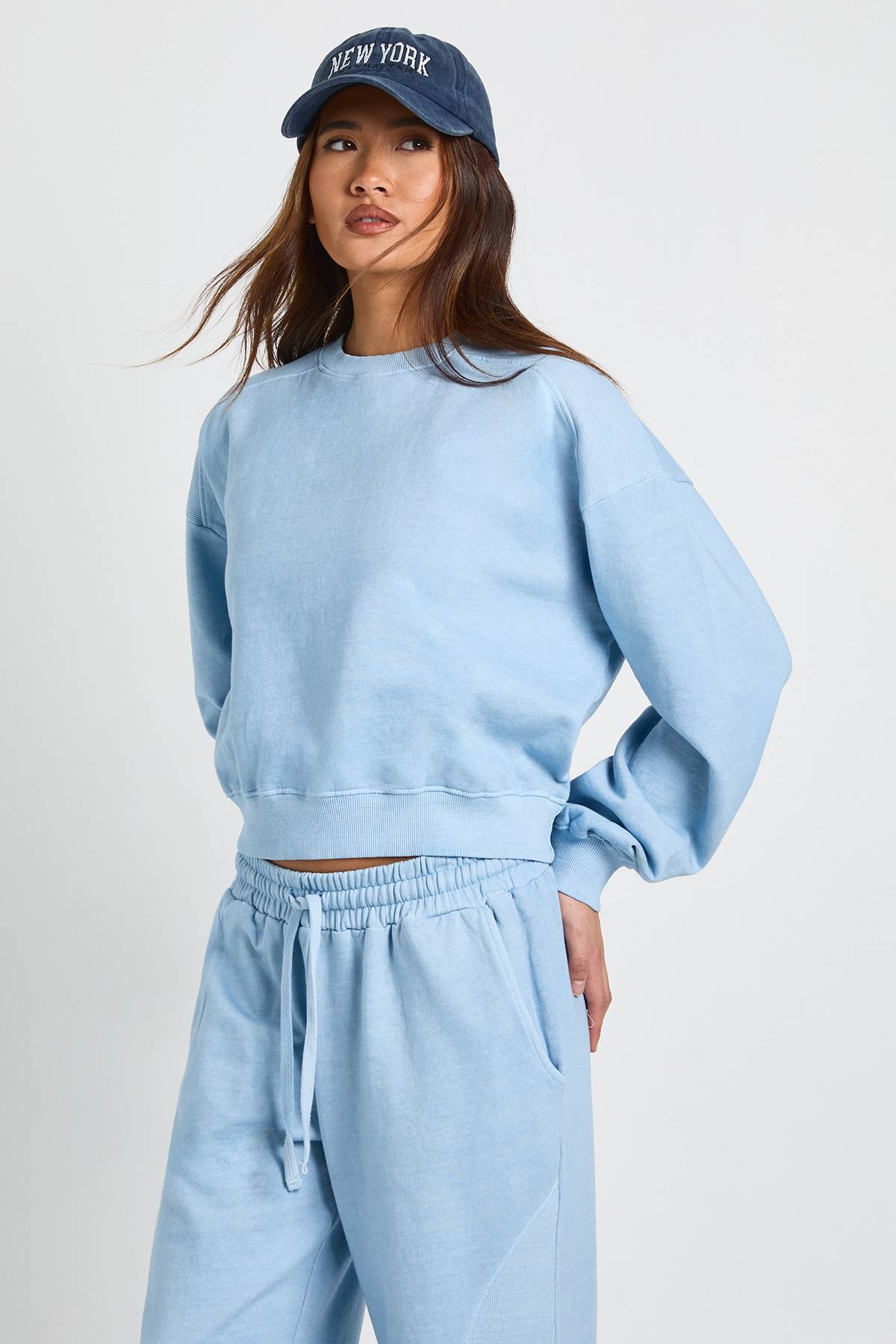 boohoo Survêtement Jambes Droites À Détails Côtelés Délavé