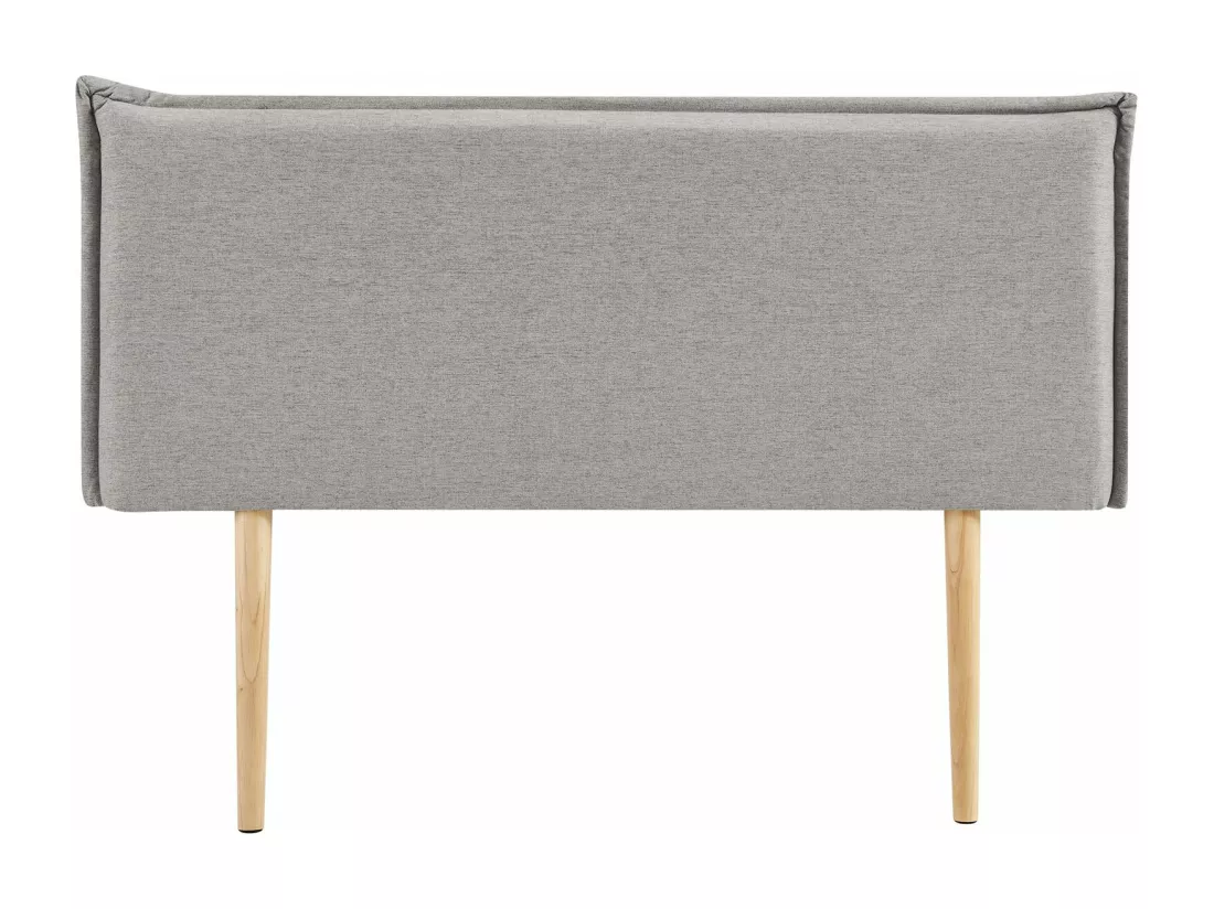 Tête de lit ISANDRE 140 rembourrée, En tissu polyester pour lit 140 cm, Sur pieds en bois, Gris