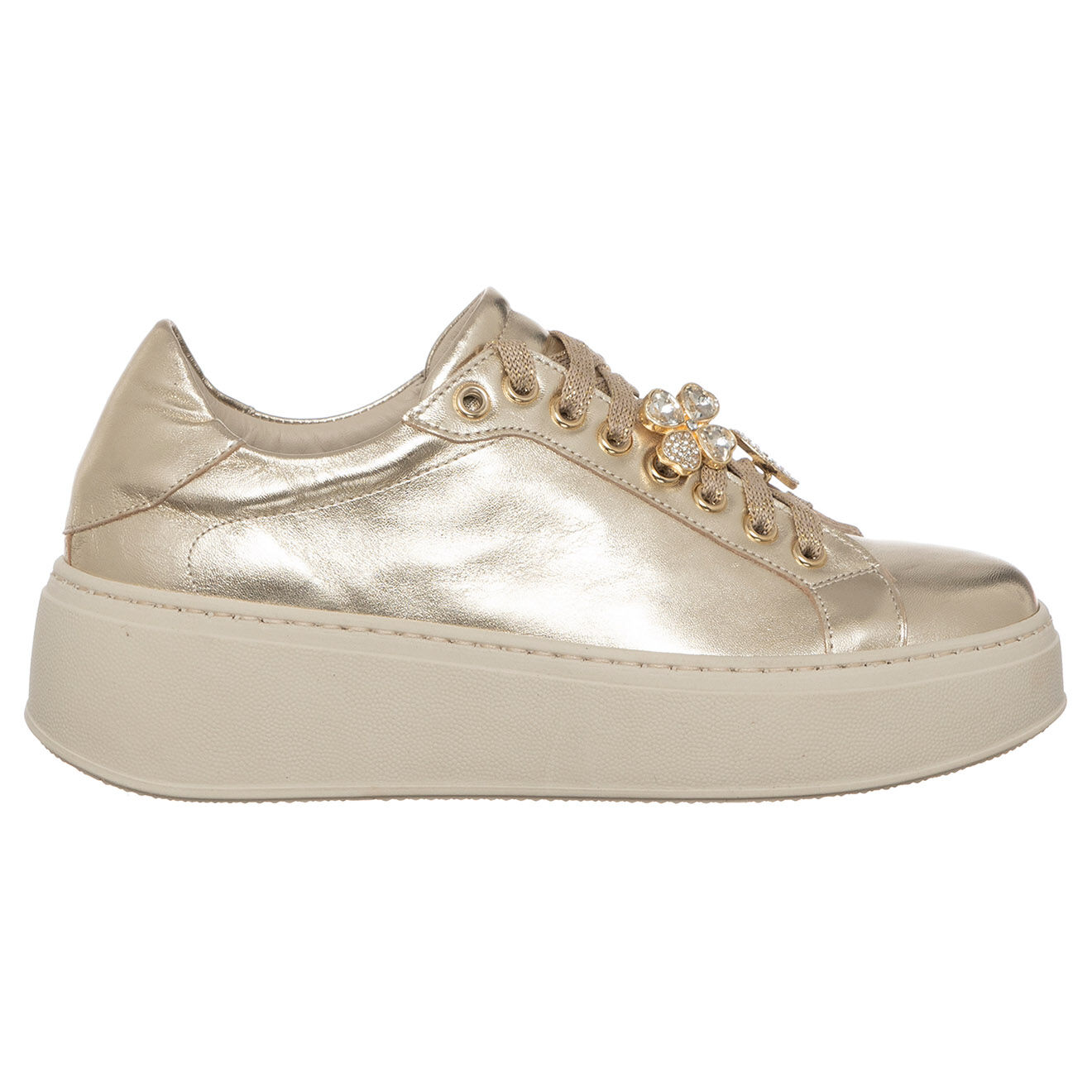 Loretta Pettinari Sneakers en Cuir Mathilde dorées