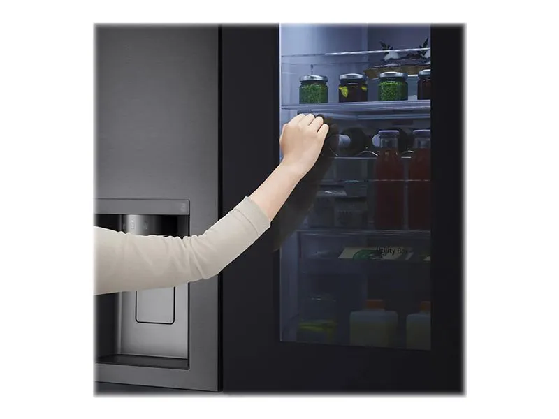 LG GSXV91MCAE - Køleskab/fryser - side ved side med vanddispenser, isdispenser - Wi-Fi - bredde: 91.3 cm - dybde: 73.5 cm - højde: 179 cm - 635 liter - Klasse E - matsort