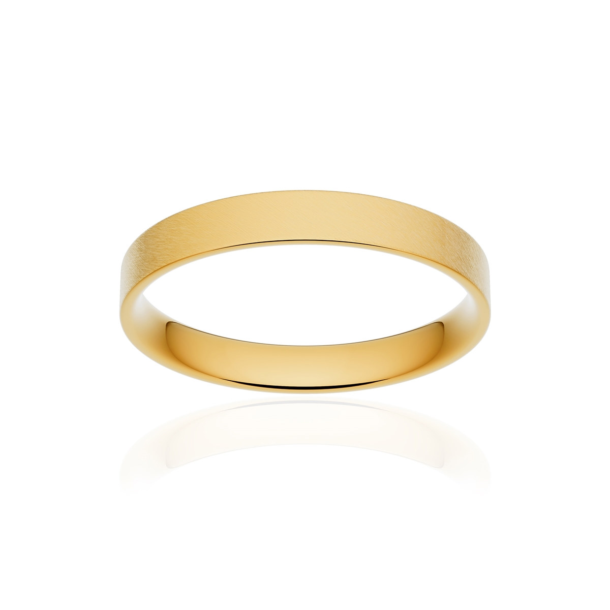 Alliance or 375 jaune givré ruban plat confort 3mm