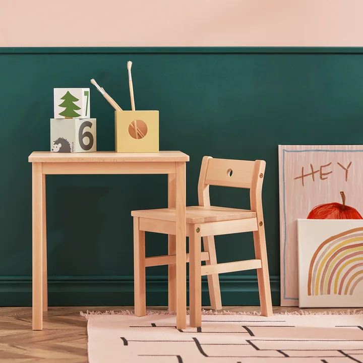 Kids Concept - Saga Kindertisch, 48 x 45 x 45 cm, Buche natur