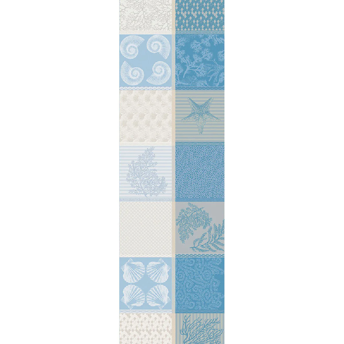 Chemin de table pur coton bleu 55X180 Garnier Thiebaut