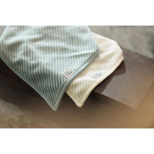 Lot de 2 bavoirs bandana Velvet rib - Sea green/Ivory - JOLLEIN