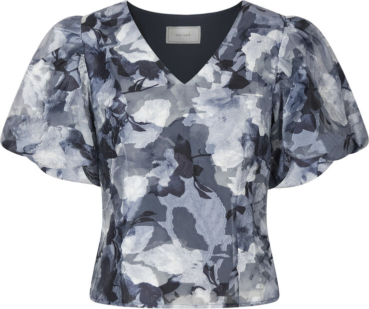 Neo Noir Camia Brocade Floral Blouse Floral grey
