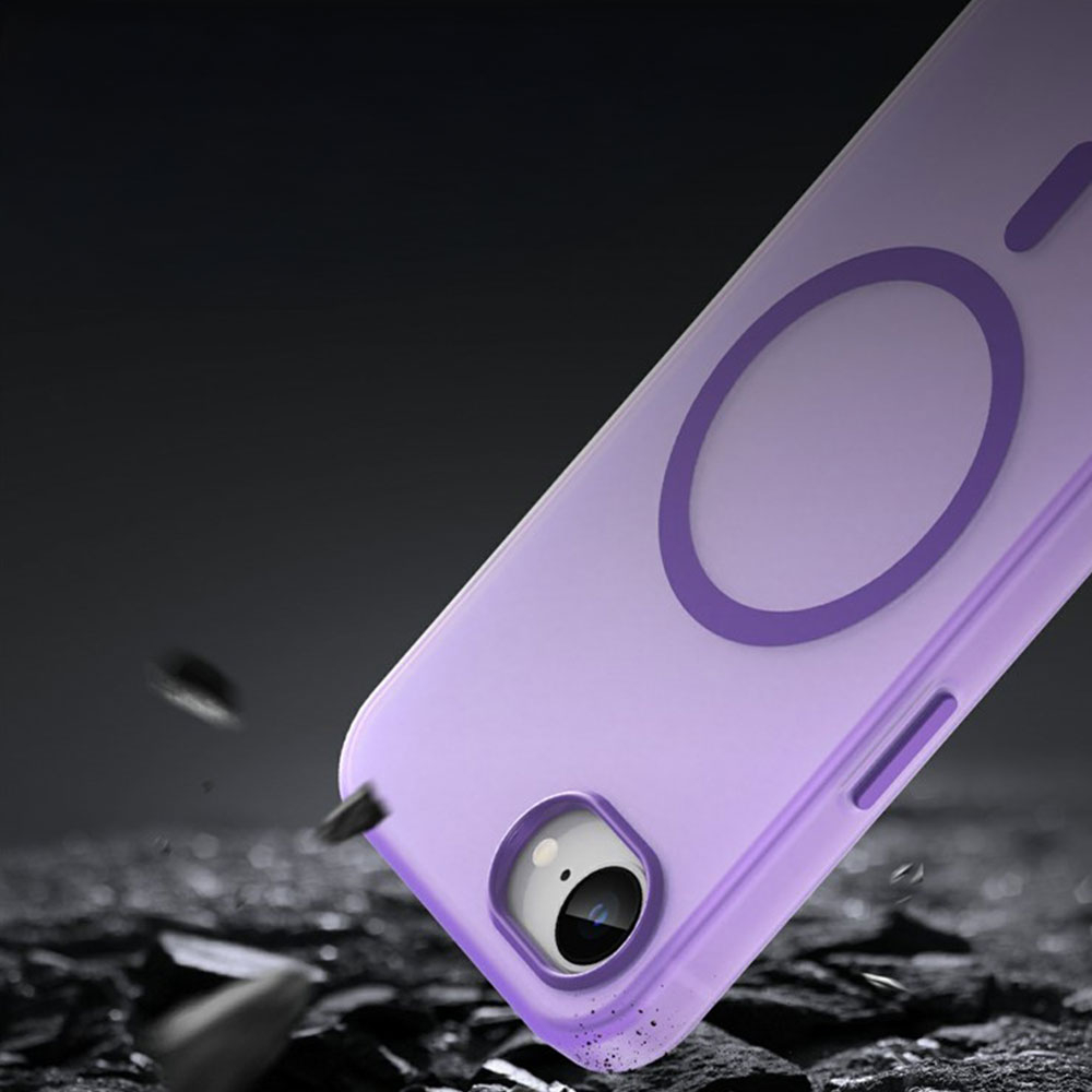iPhone 16e MagSafe Hybrid Hülle TPU Bumper Slim Design Matt - Lila / Transparent
