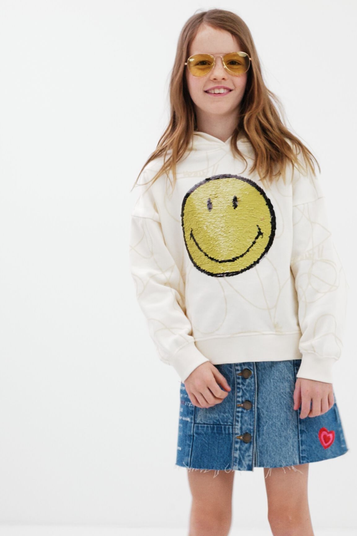 Sweat-shirt Smiley paillettes réversibles