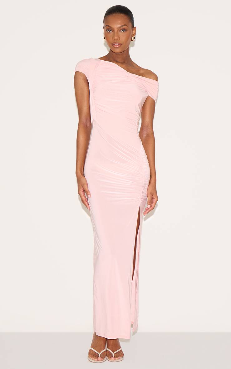 Blush Rose Robe Longue Moulante À Détail Torsadé