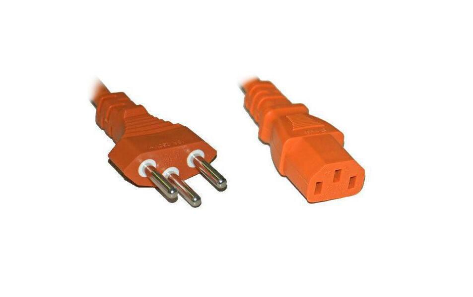 Netzkabel 1 m C13-T12T12 auf C13, 250 V, 0.5 m, orange