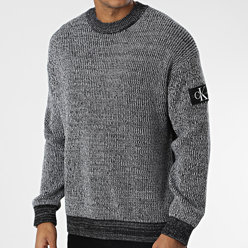 Pull Badge Plated 1685 Noir Chiné