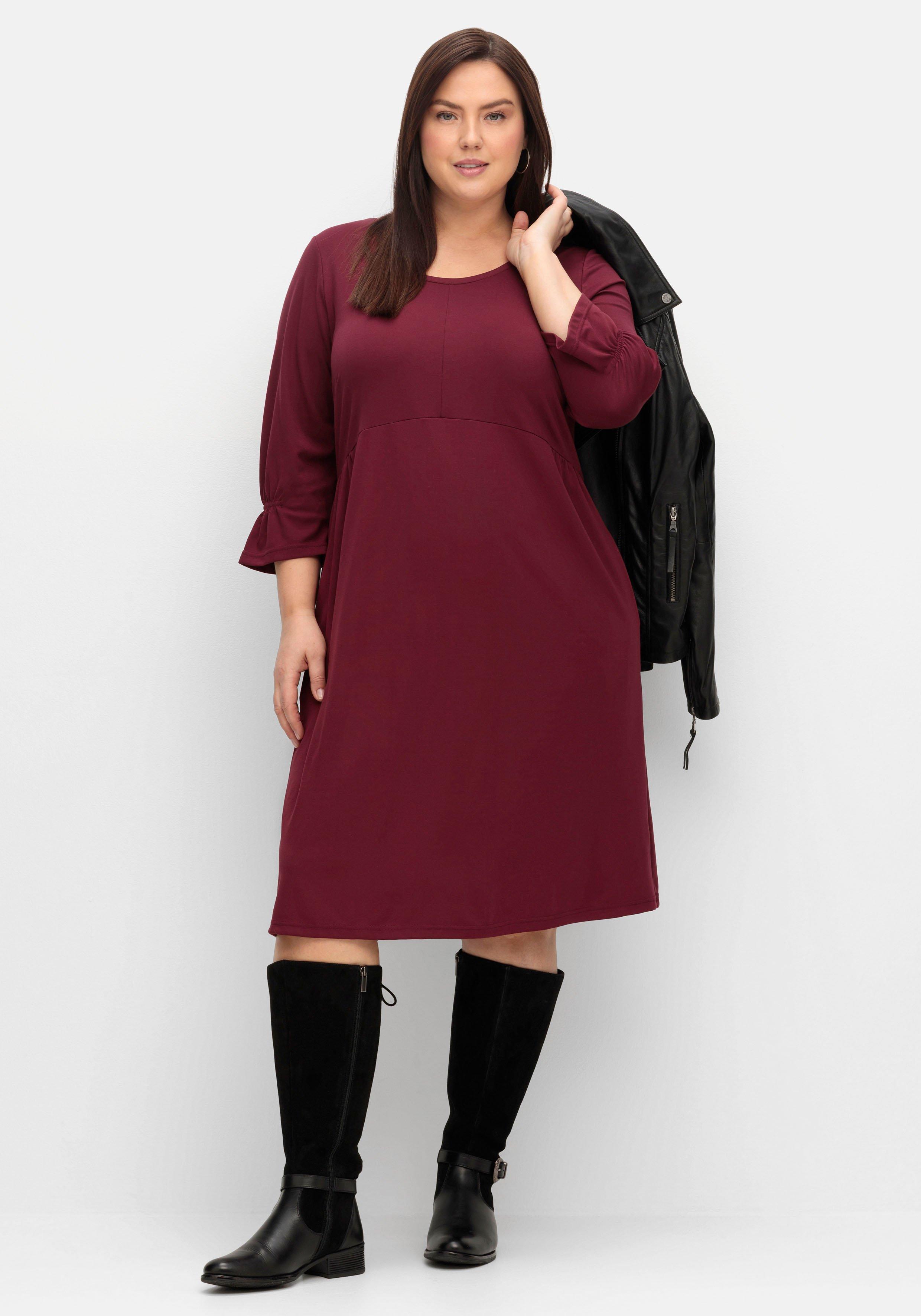 Shirtkleid mit gerafften 3/4-Ärmeln
