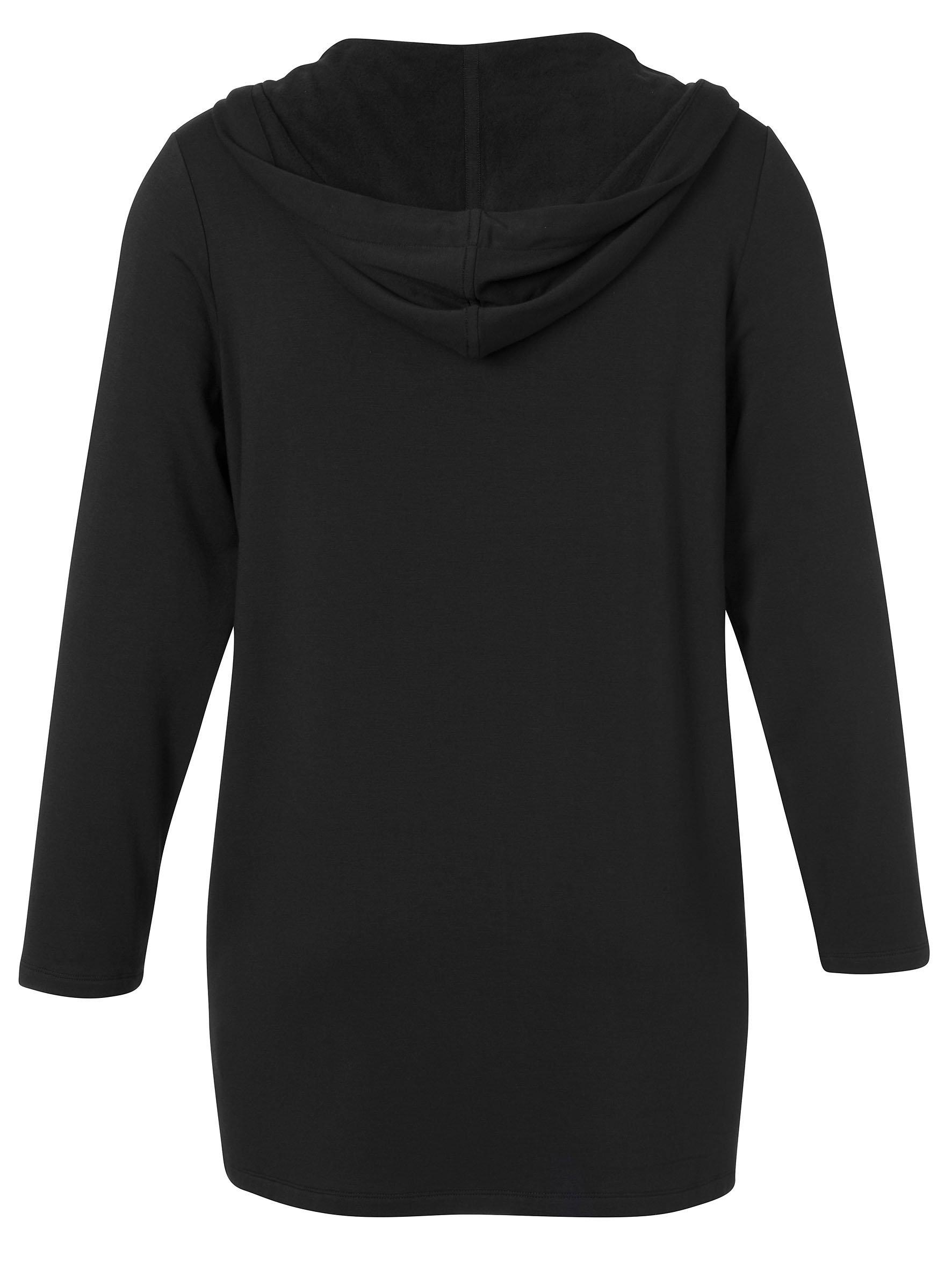 Offene Shirtjacke mit Kapuze und Strass-Taschen