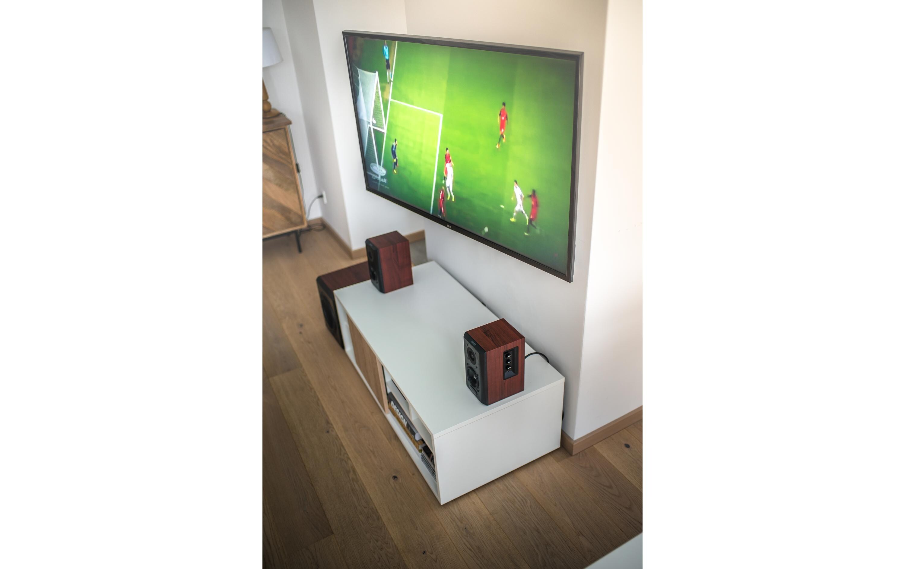 Regallautsprecher Paar S350DB mit Subwoofer Braun<br>Aktive 2.1 Lautsprecher mit Subwoofer und Bluetooth