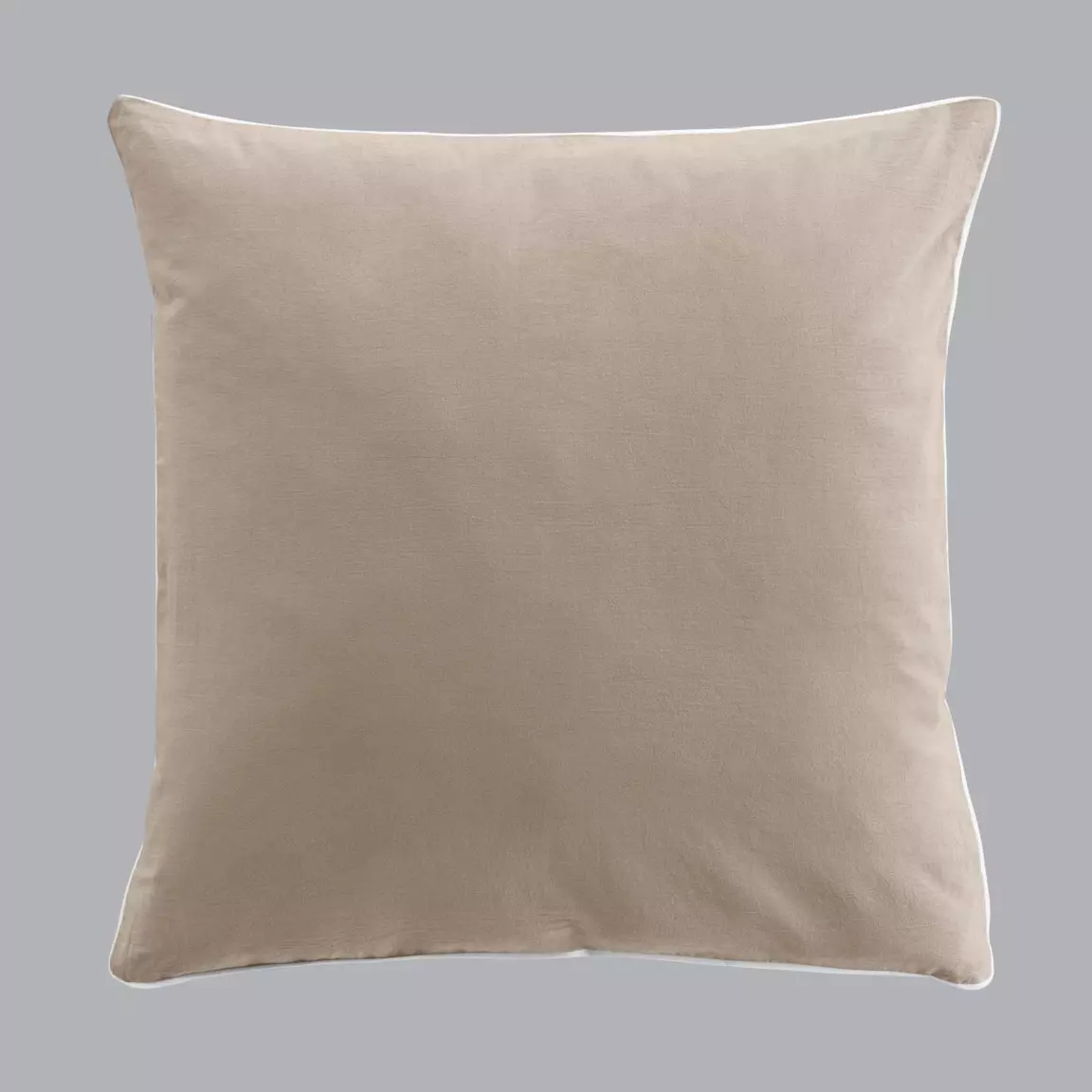 Housse de couette et deux taies coton lavé (240 x 220 cm) Linette Beige