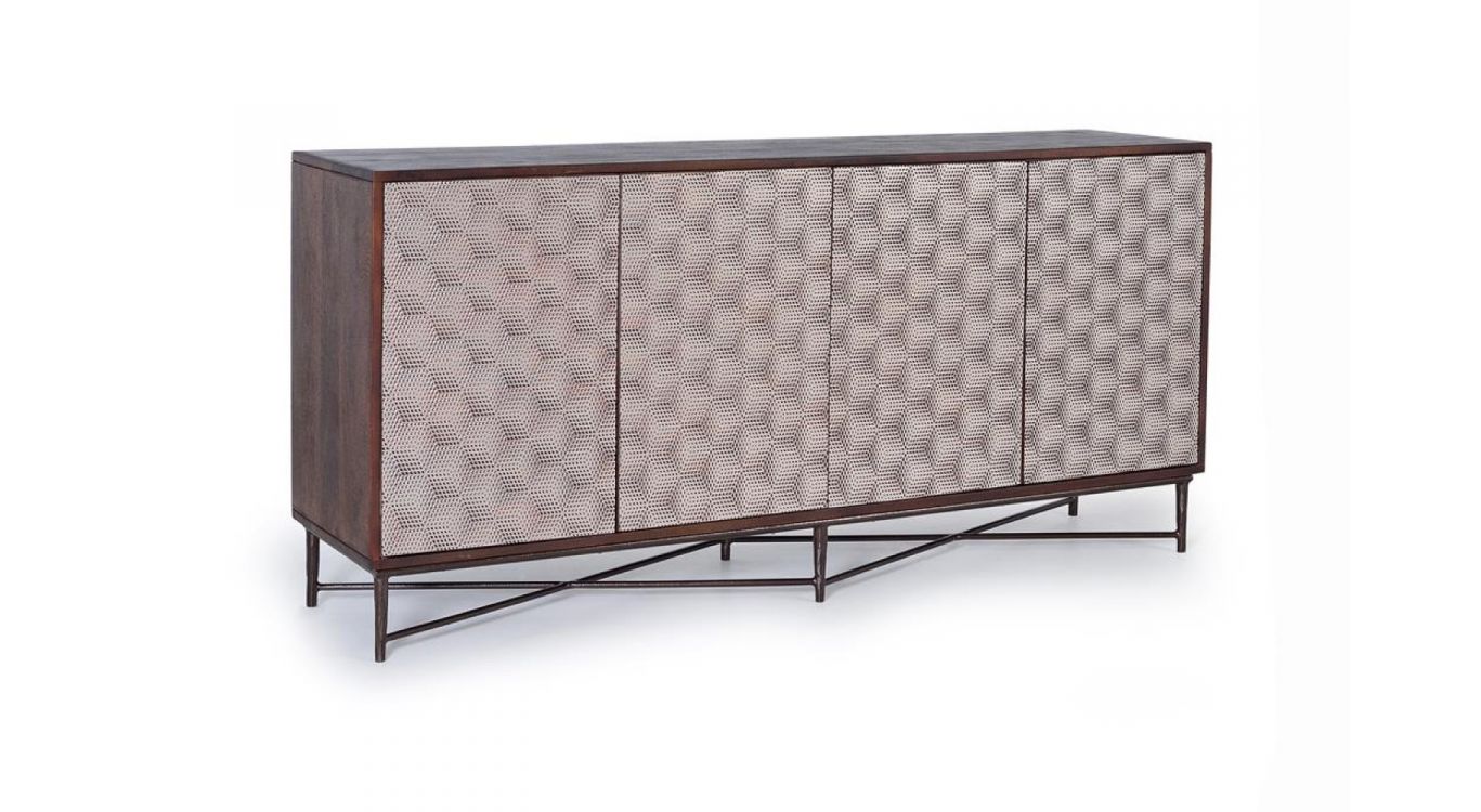 Bahut bois, fer marron 163x40x80cm - bois-fer