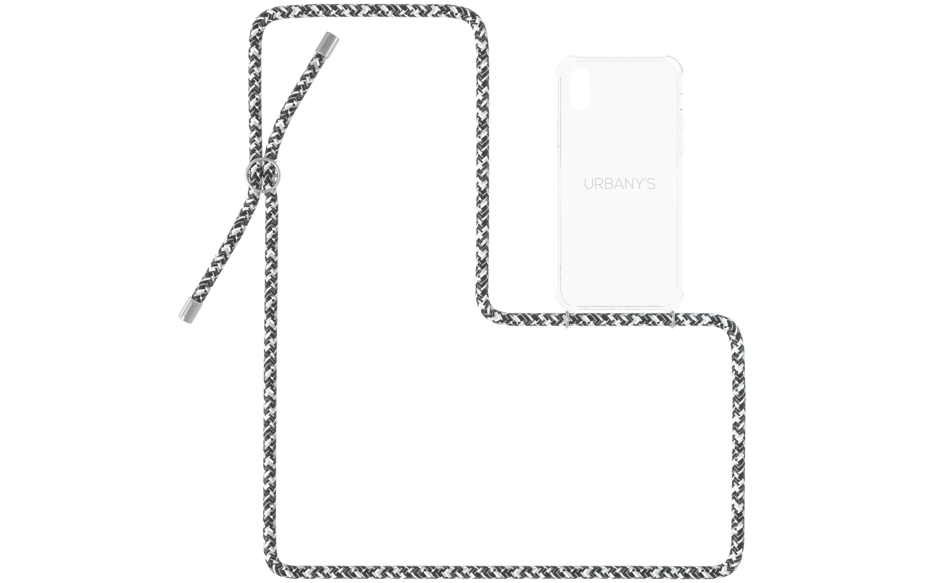 Necklace Case iPhone X/XS Flashy Silver TransparentSchutzhülle mit Handykette für das Apple iPhone X/iPhone XS