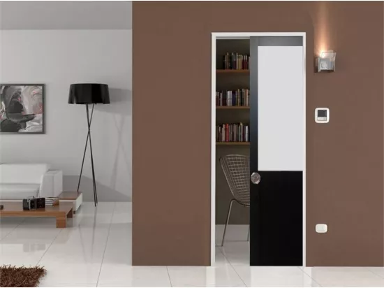 Porte Coulissant Athena Noir H204 X L83 + Systeme De Galandage Et Kit Finition Inclus Gd Menuiseries
