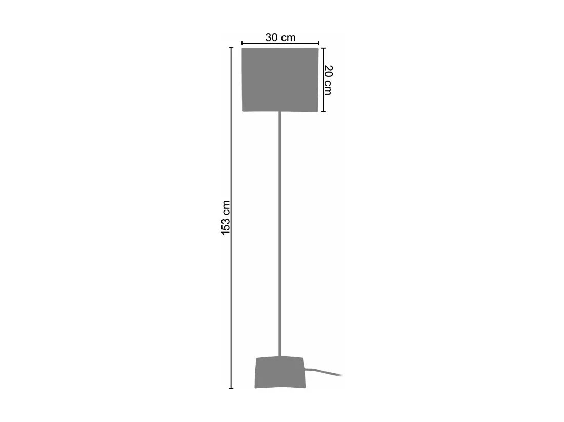 Lampadaire base carré métal  ivoire 30 cm.