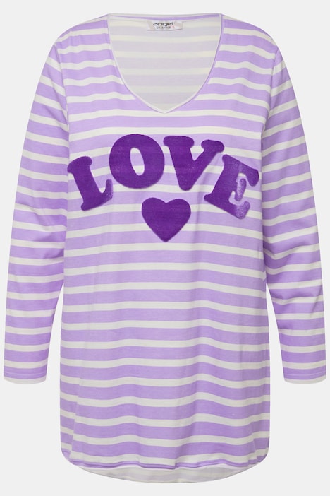 Longshirt, geringelt, LOVE Druck Langarm
