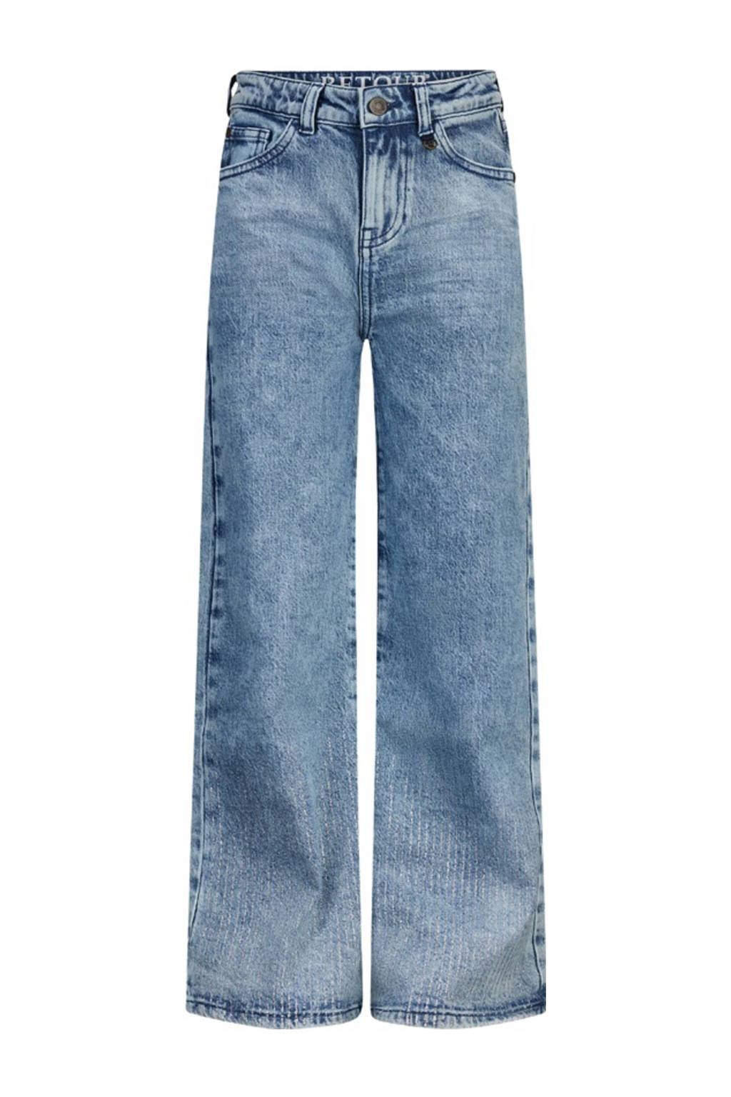 Retour Jeans high waist loose fit jeans GigiWide met all over print medium blue denim