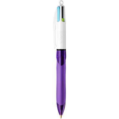 BIC 4 Couleurs Grip Fun - Stylo à bille 4 couleurs - au choix : rose, turquoise, violet, vert citron