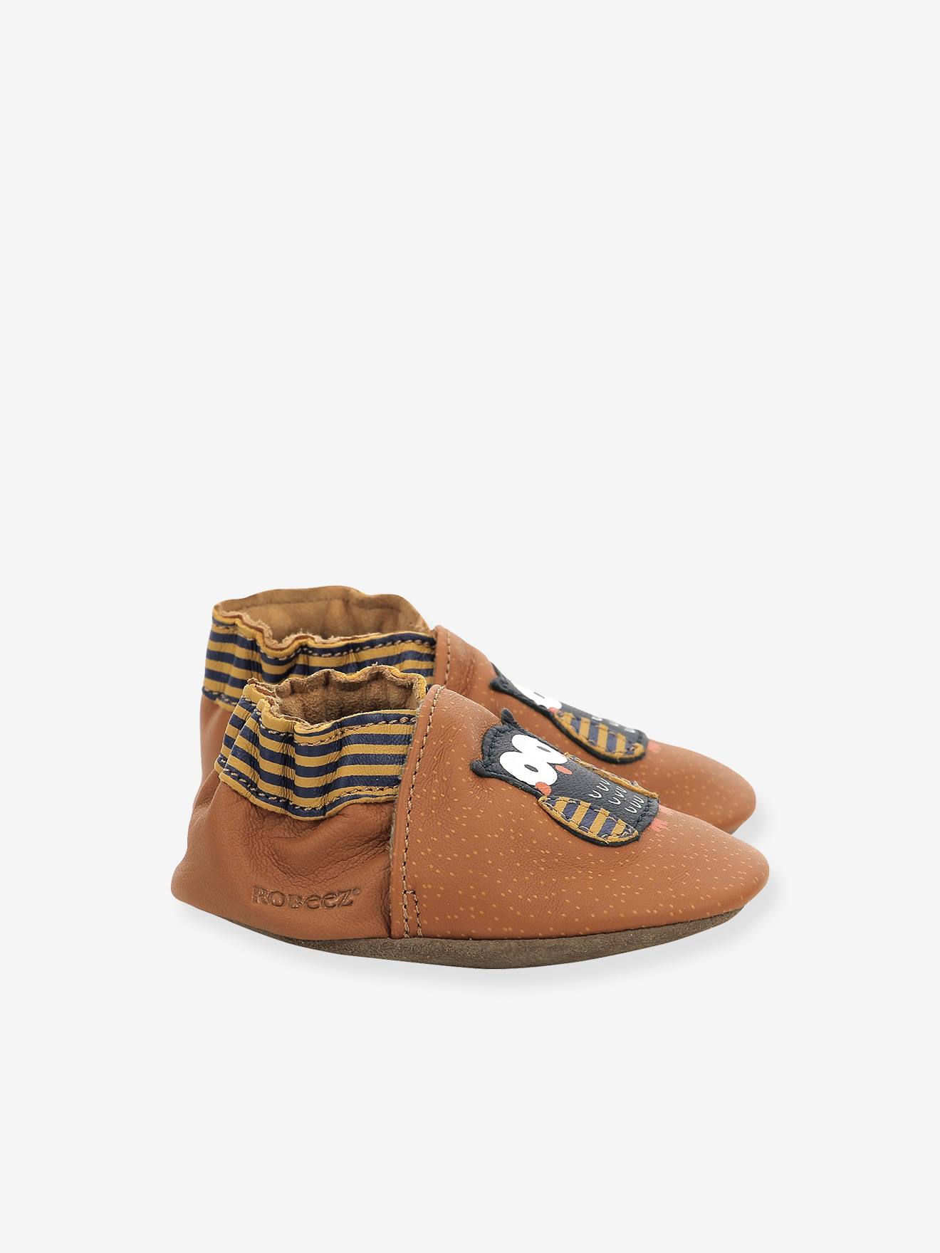 ROBEEZ© Hibou Choux 946770-10 Sapatinhos de Bebê em Couro Flexível Cor Camelo