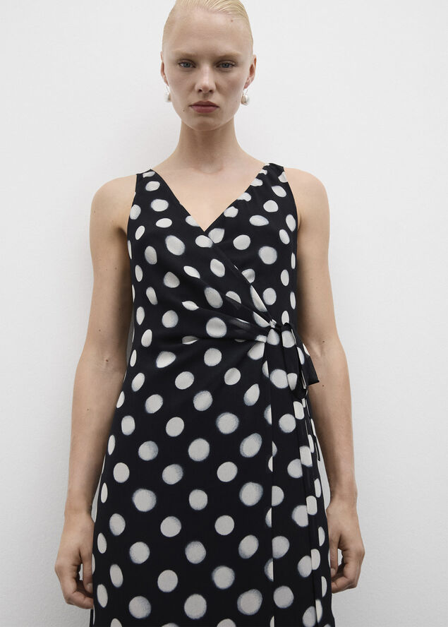 MANGO Cross dress with polka dots Black