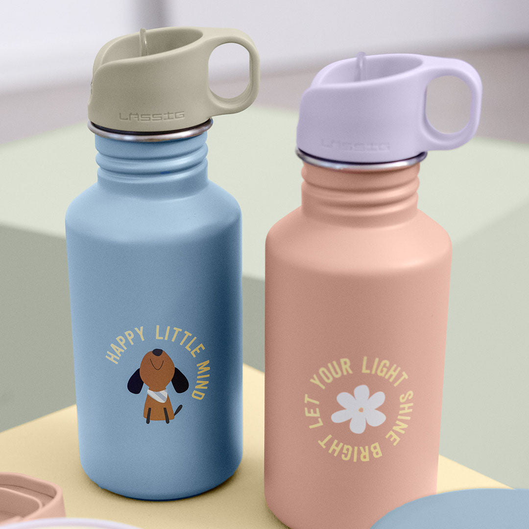 lässig rvs drinkfles pattern party - rose-lilac - 500 ml