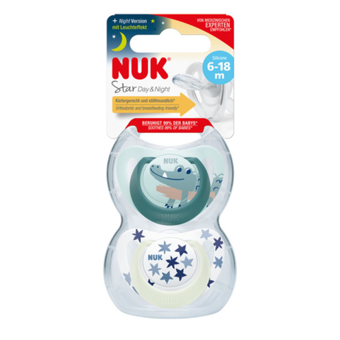 2 Sucettes STARLIGHT 6-18m Garçon - NUK